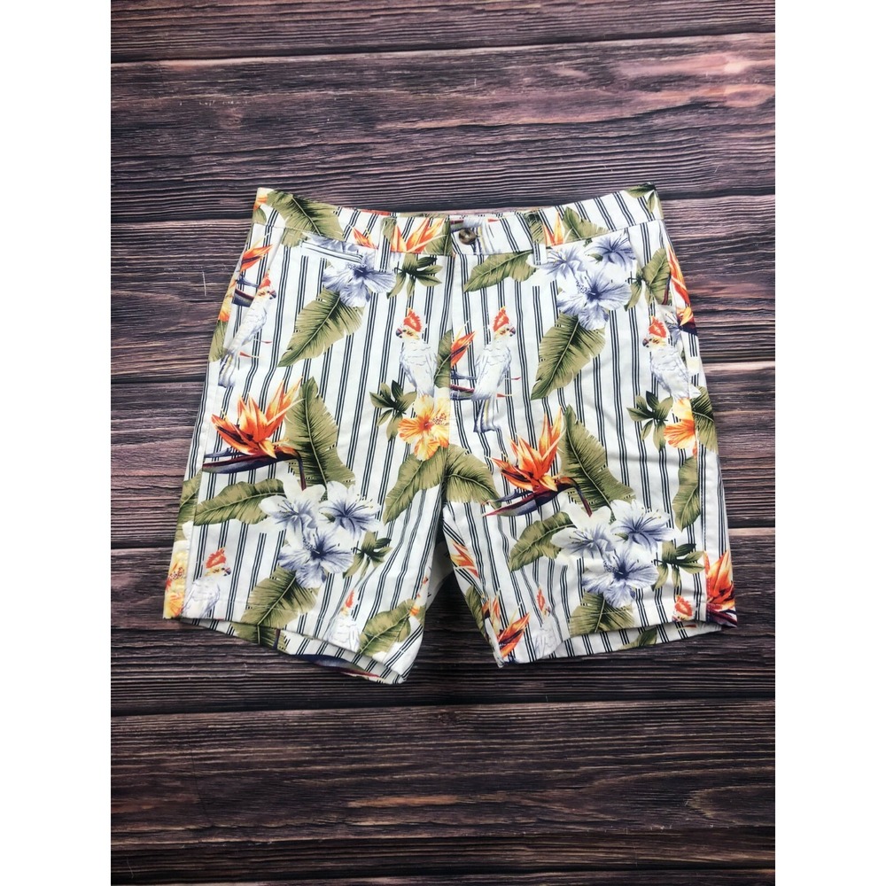 Forever 21 Mens‎ Size 31 White Floral Shorts Summer Spring Beach Preowned